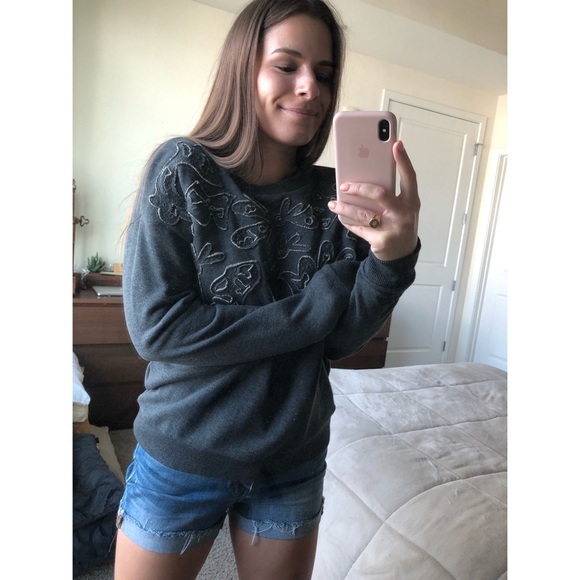 Banana Republic Gray Embroidered Sweatshirt - Picture 1 of 4